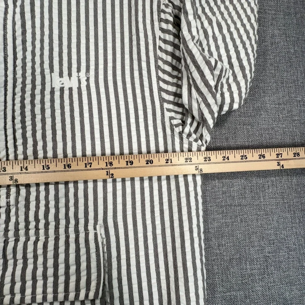 Levi's Octavia Lightweight Anorak Jacket Mens S Gray Striped Seersucker Pullover